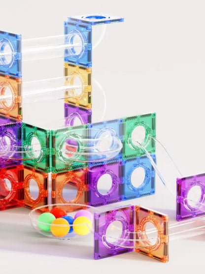 Conjunto de construção magnético - pista de bolas colorida 100 peças