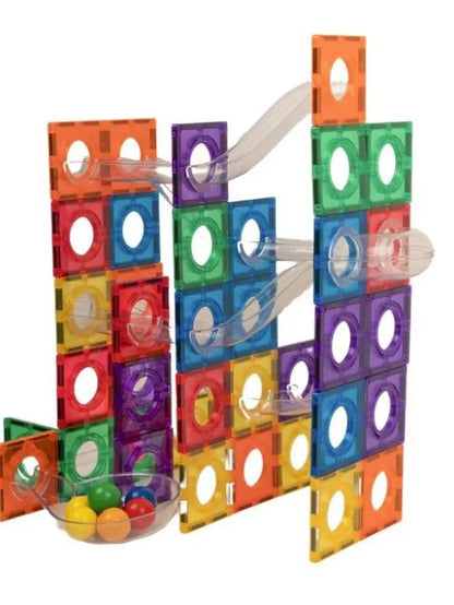 Conjunto de construção magnético - pista de bolas colorida 100 peças