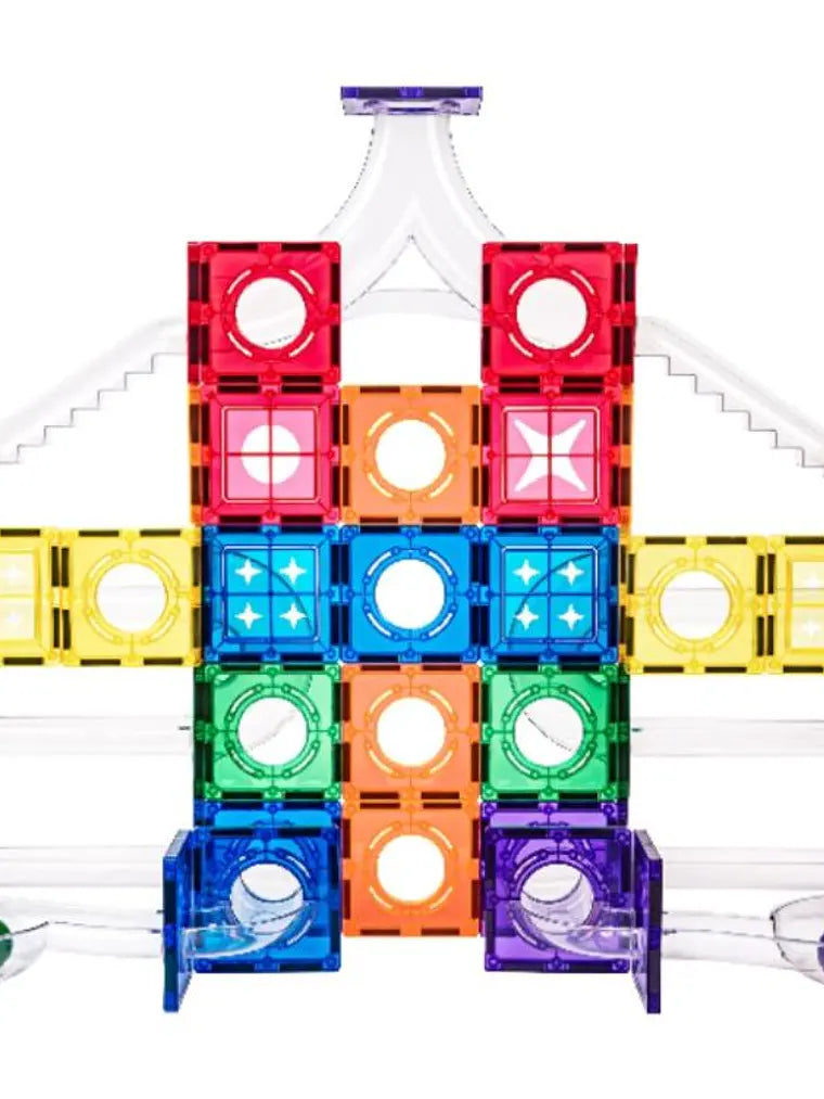 Conjunto de construção magnético - pista de bolas 136 peças + bolas luminosas