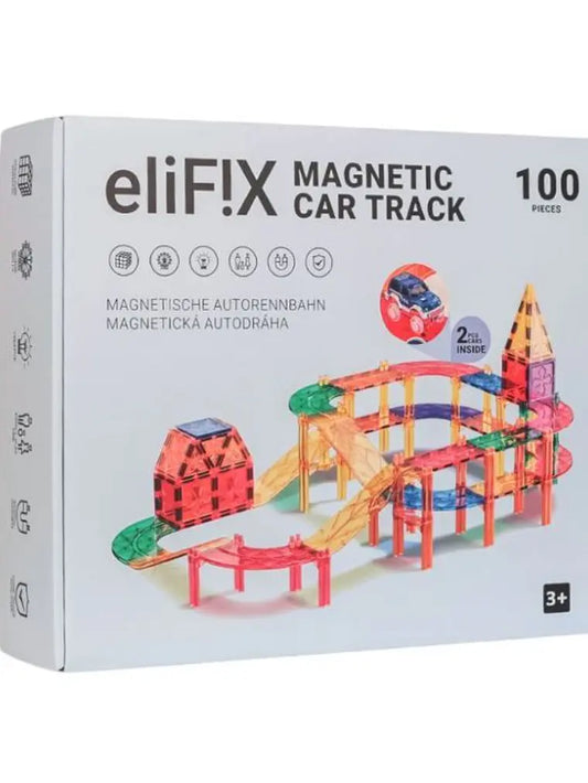 Conjunto de construção magnético - pista de carros colorida 100 peças