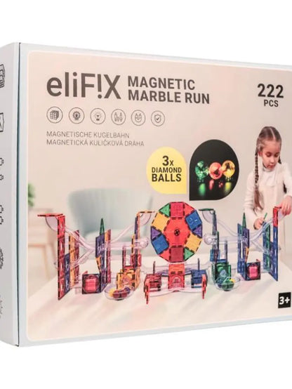 Conjunto de construção magnético - pista de bolas 222 peças + bolas luminosas