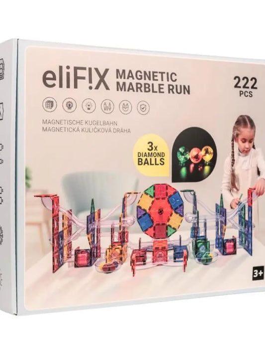 Conjunto de construção magnético - pista de bolas 222 peças + bolas luminosas