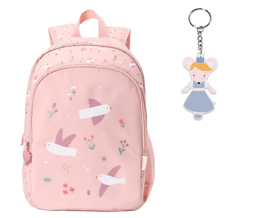 Mochila média + Chaveiro Personalizável  Blossom Birds
