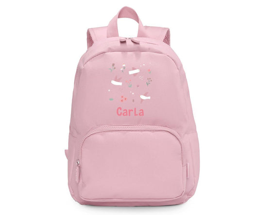 Mochila Solid Color Personalizada Pink Blossom Birds