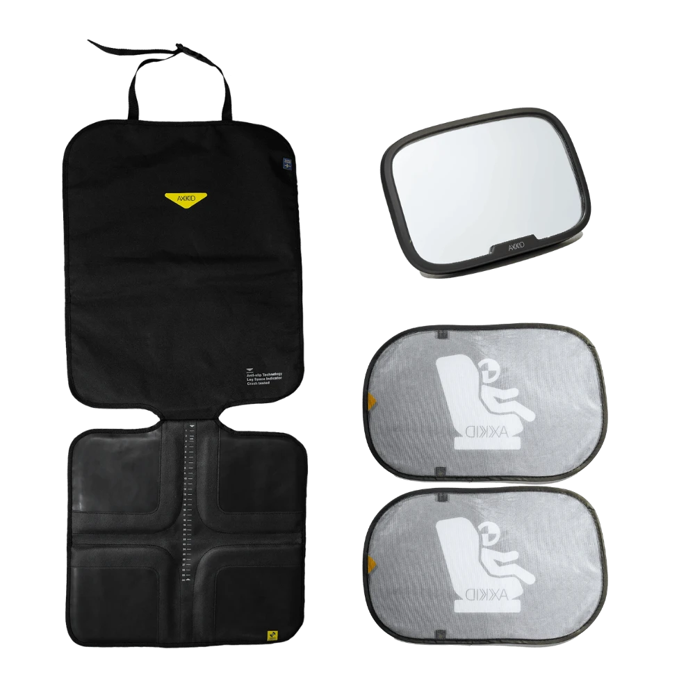 Swedish Safety Kit Classic da Axkid com protetor de banco, espelho e para-sóis